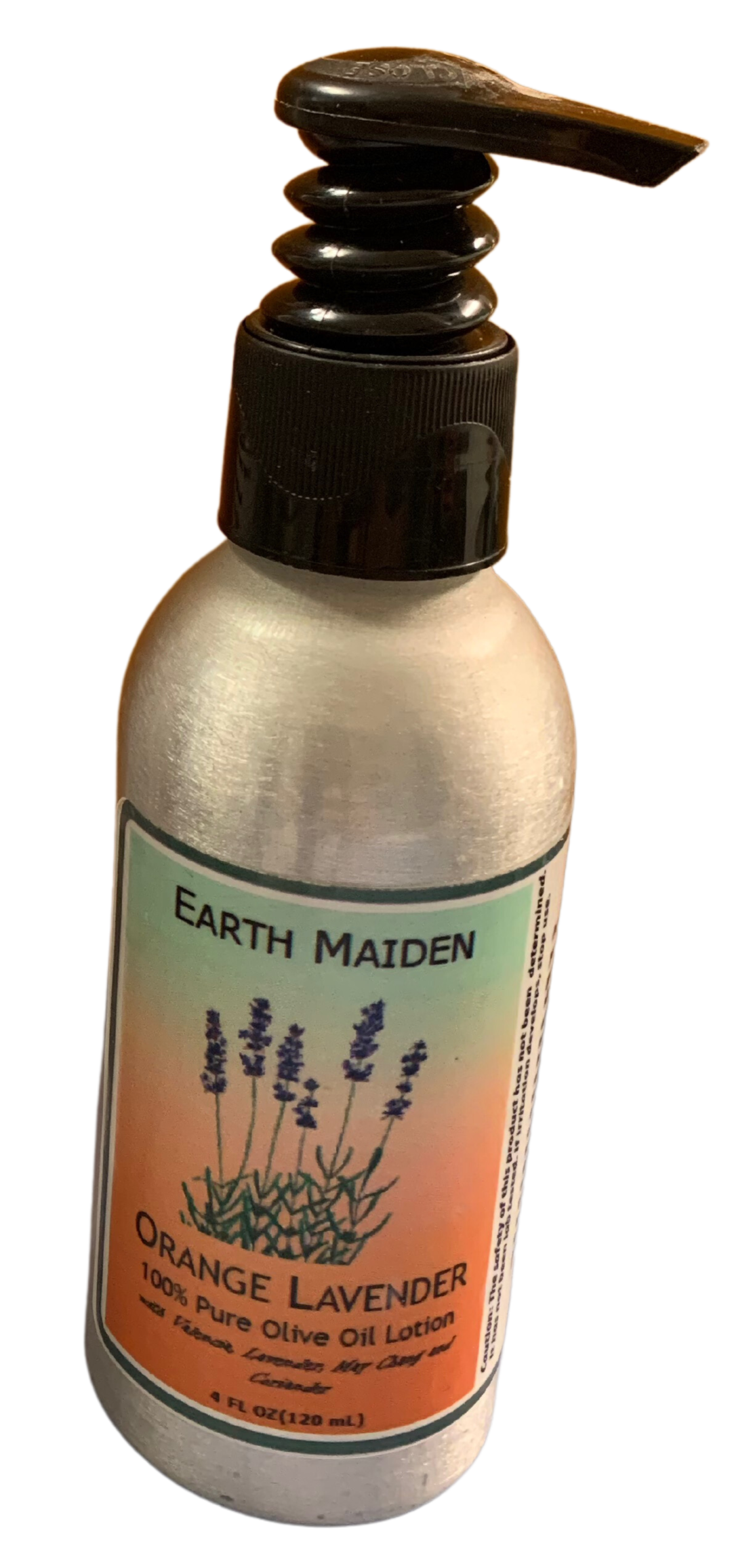 Orange Lavender Olive Oil Lotion, lightly scented with Lavender, Valencia Orange and Coriander. Small 4 oz.