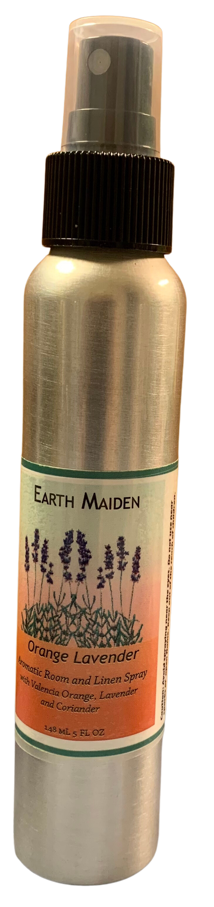 All Natural Orange Lavender blended  Aroma Mist with Essential Oils in 5 ounce metal bullet container with fine mist sprayer.