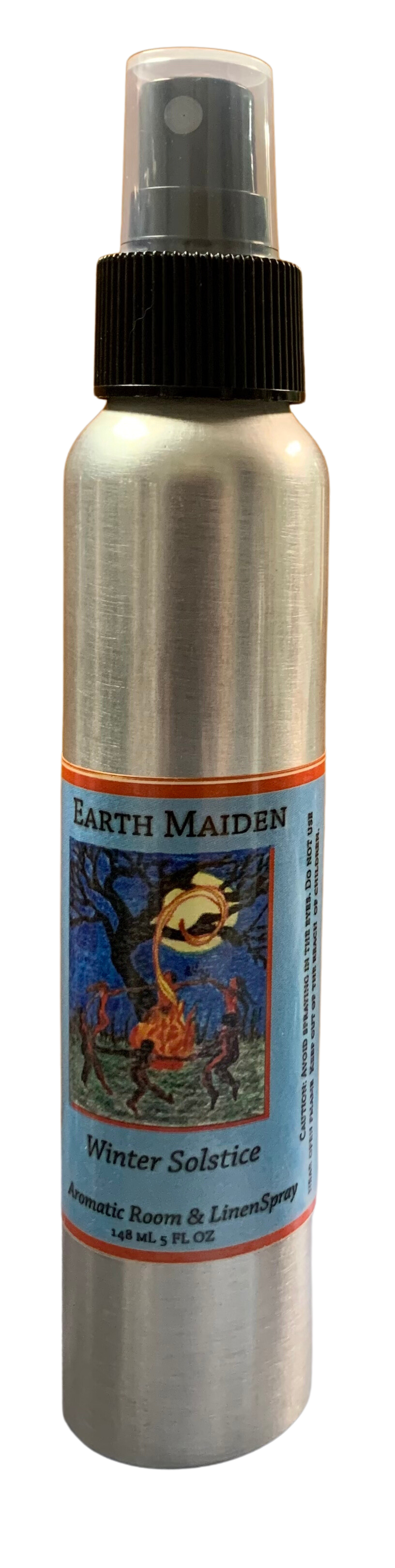 All Natural “Winter Solstice” Aroma Mist with Fir Needle, Frankincense, Juniper Berry, West Indian Bay, Cedarwood Atlas, Peppermint, Clove Bud, Cassia Essential Oils in 5-ounce metal bullet container with fine mist sprayer.