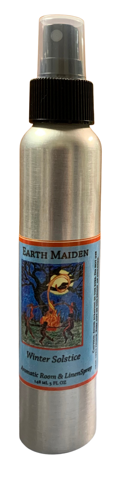 All Natural “Winter Solstice” Aroma Mist with Fir Needle, Frankincense, Juniper Berry, West Indian Bay, Cedarwood Atlas, Peppermint, Clove Bud, Cassia Essential Oils in 5-ounce metal bullet container with fine mist sprayer.